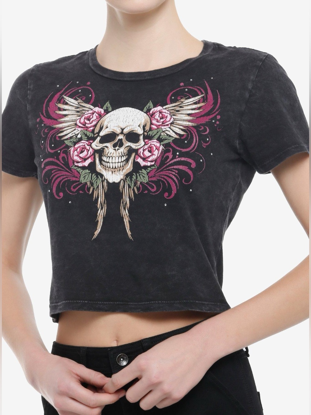 Social Collision Skull Wings Rhinestone Girls Baby T-Shirt size S